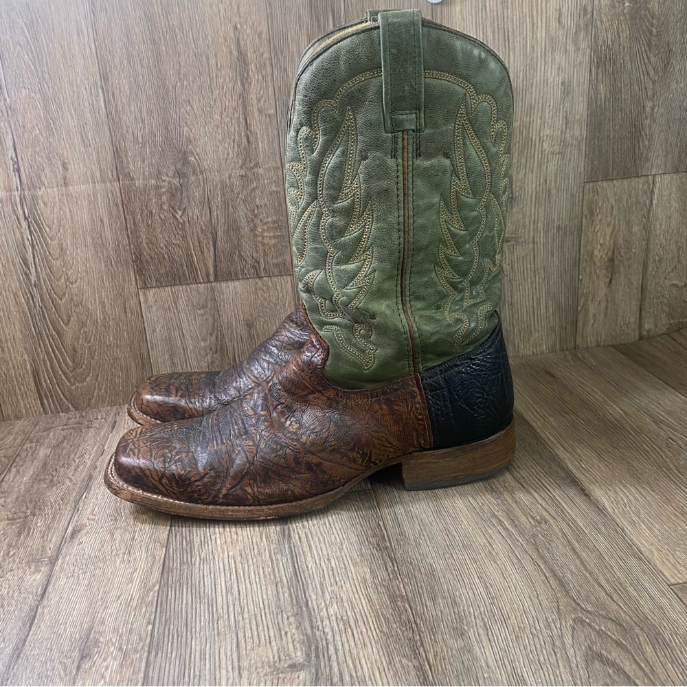 Corral Cowboy Boots Mens 10 Shoulder Square Toe A2653 Western Cowboy Green Brown